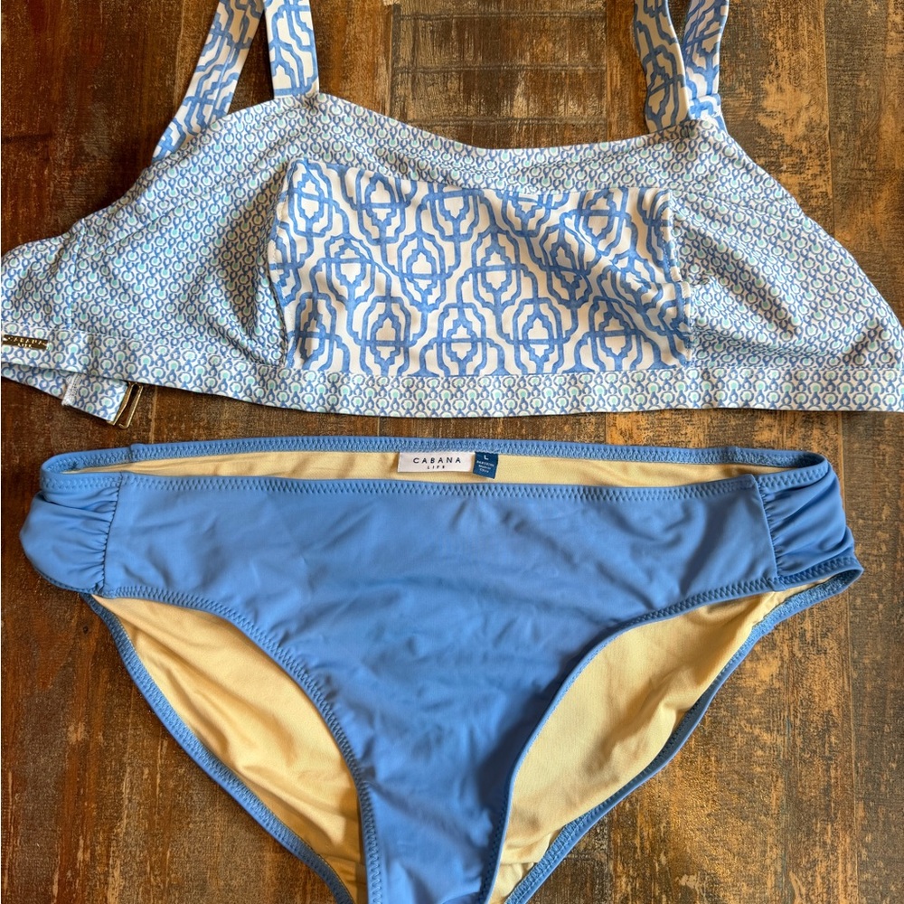 Blue Geo Print Bikini Set - Light Blue